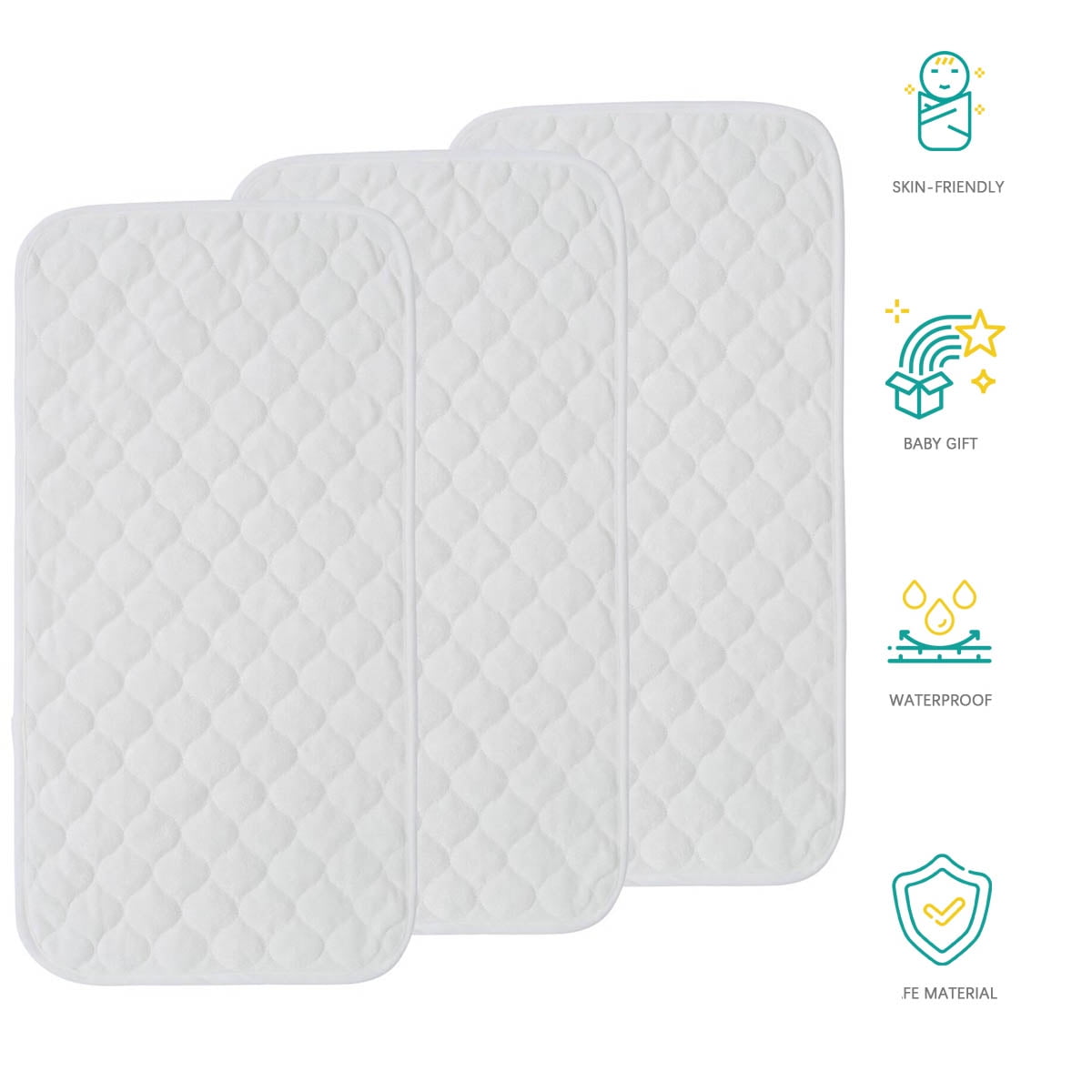 IFCOW 3 Packs Waterproof Changing Pad Liners,Quilted Thicker Longer Pad