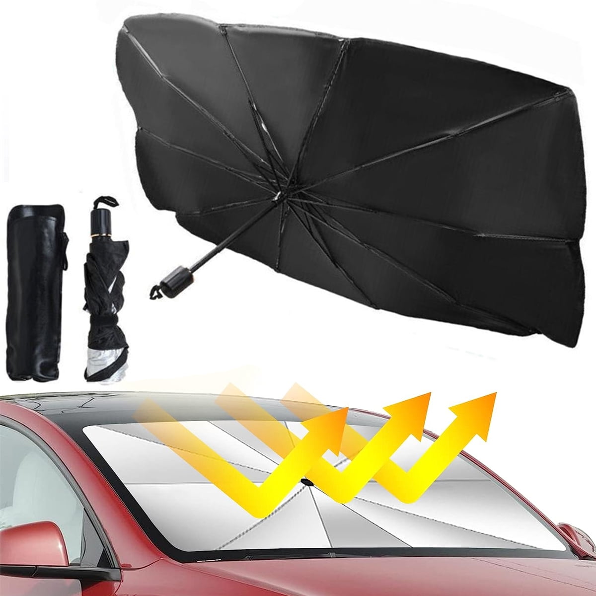IFCOW Car Sun Shade Windshield Umbrella, Foldable Auto Umbrella