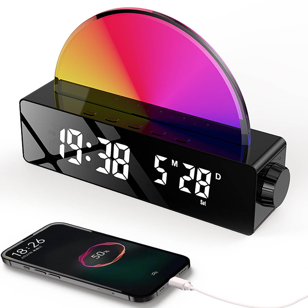 IFCOW Digital Alarm Clock,Digital Sunrise Simulator Alarm Clock for