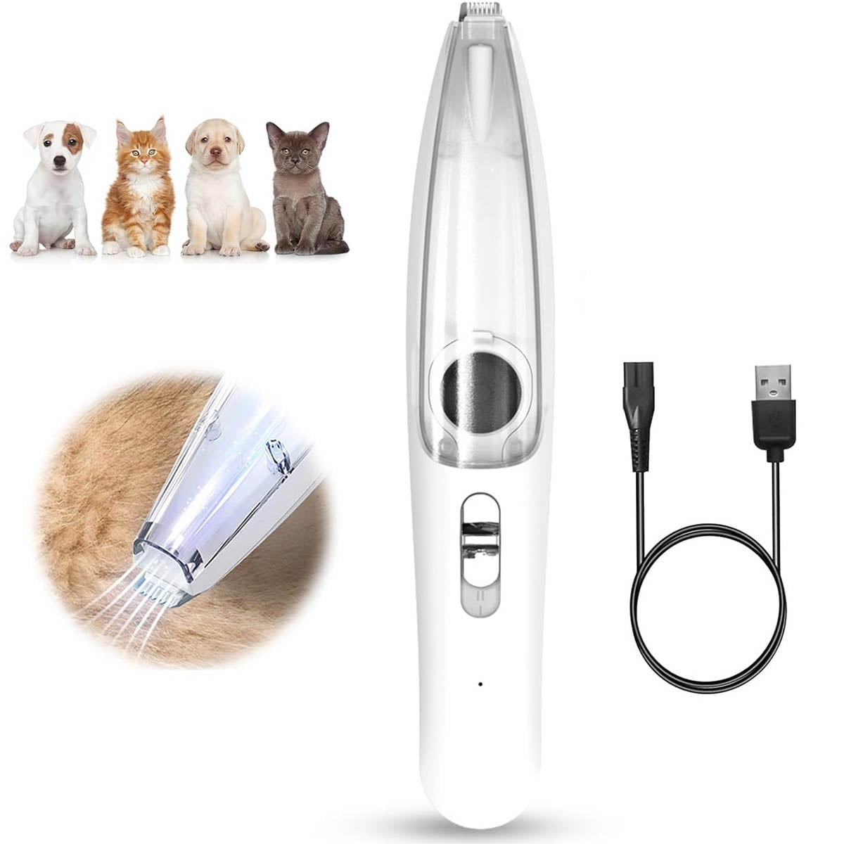 IFCOW Dog Paw Trimmer Electric Dog Grooming Clippers with Vacuum & LED Light Cordless Pet Hair