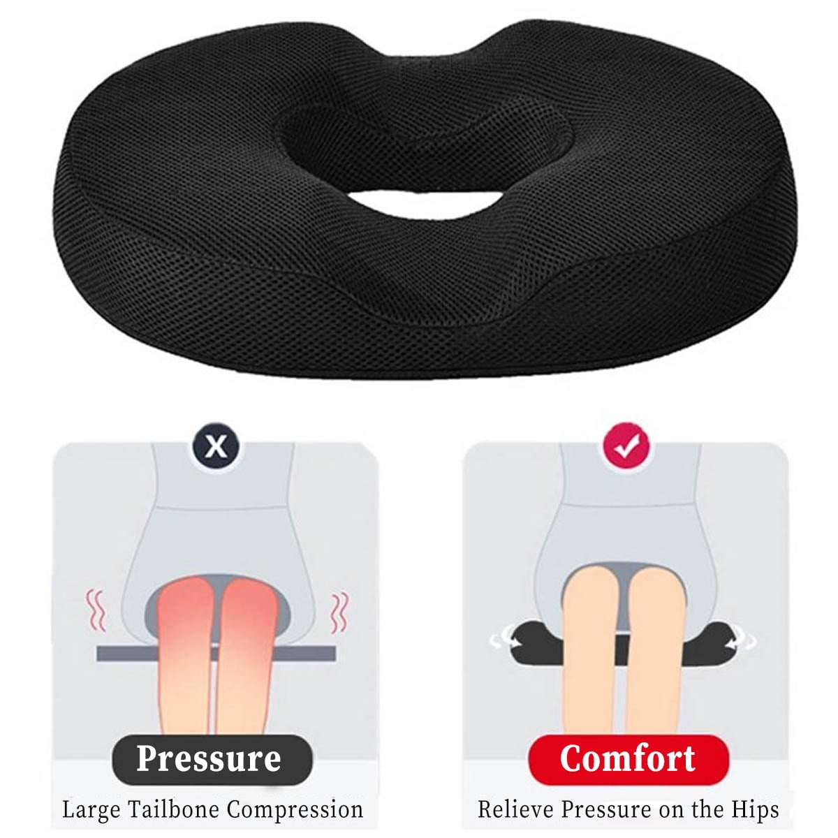 IFCOW Donut Pillow for Tailbone Pain Cool Gel Memory Foam Donut Seat