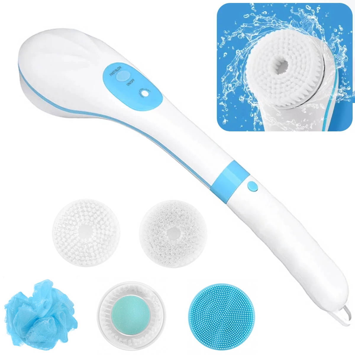 IFCOW Electric Body Bath Brush, Body Scrubber Shower Brush , Long Handle Back Brush for Shower ...