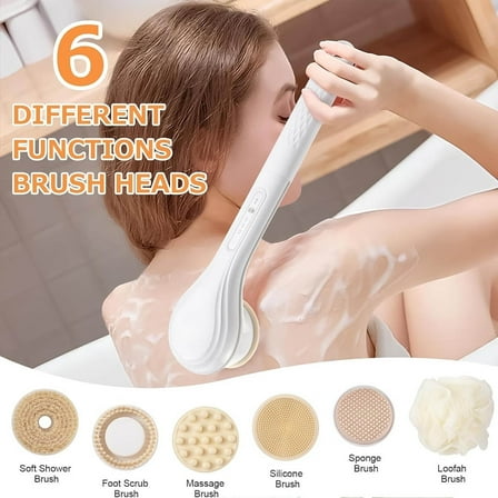 IFCOW Electric Body Brush Rechargeable Back Scrubber for Shower Exfoliating Bath Brush Long Handle for Shower