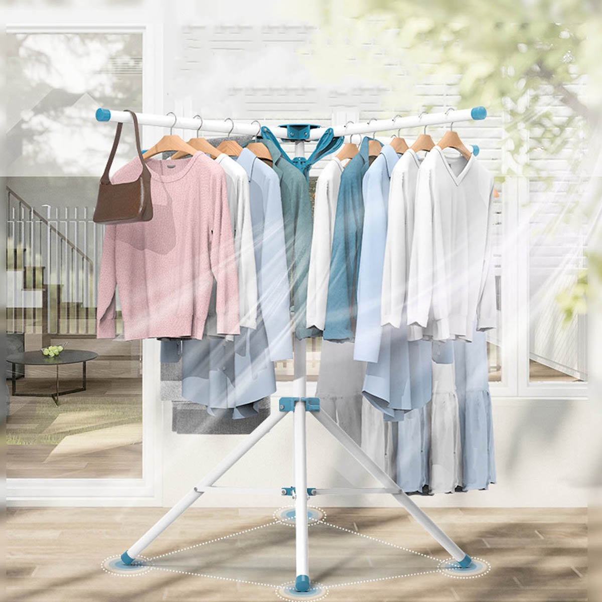 IFCOW Folding Tripod Clothes Drying Rack , Portable Drying Rack Clothing and HeightAdjustable