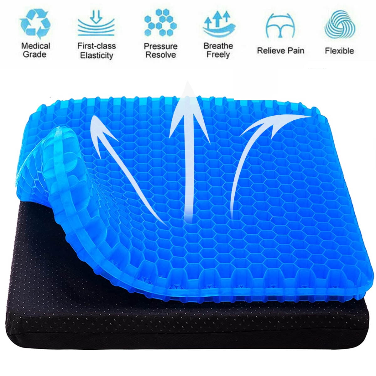 IFCOW Gel Seat Cushion, Breathable Prolonged Sitting Chair Pad 16.5"x14