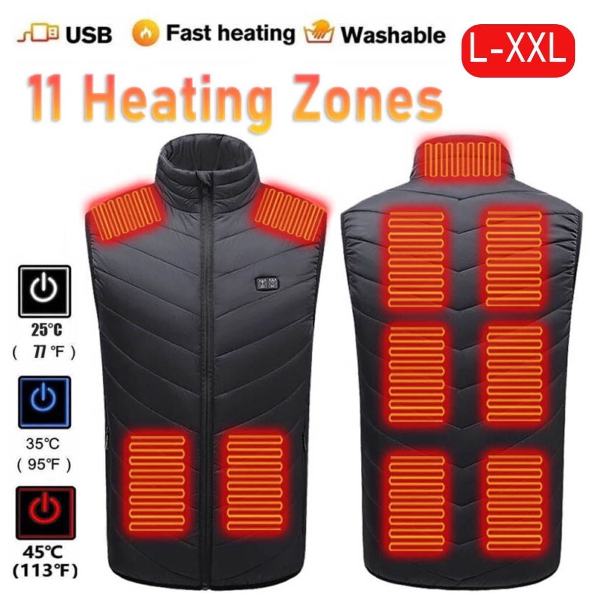 IFCOW Heated Vest for Men Heating Coat for Men Plus Size Heated Vest ...