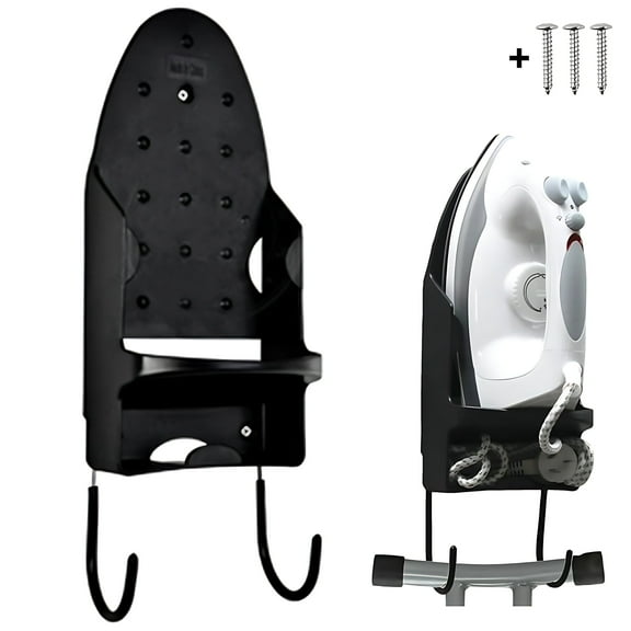 IFCOW Ironing board holder wall mount,Iron Heat Resistance Holder Stand Ironing Dock,Wall Mounted Ironing Board Rack Electric Iron Holder Household Essentials,Black