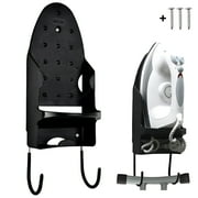 IFCOW Ironing board holder wall mount,Iron Heat Resistance Holder Stand Ironing Dock,Wall Mounted Ironing Board Rack Electric Iron Holder Household Essentials,Black