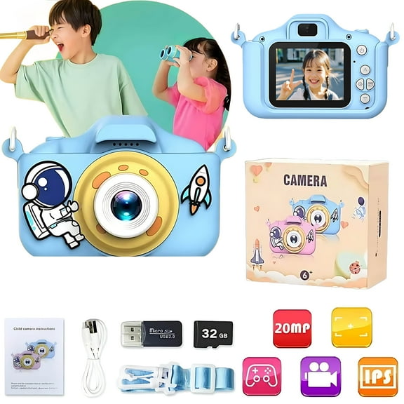 IFCOW Kids Digital Camera Video Cameras Birthday Gift for Toddler Boy Girl Age 3-8 with 32GB SD Card
