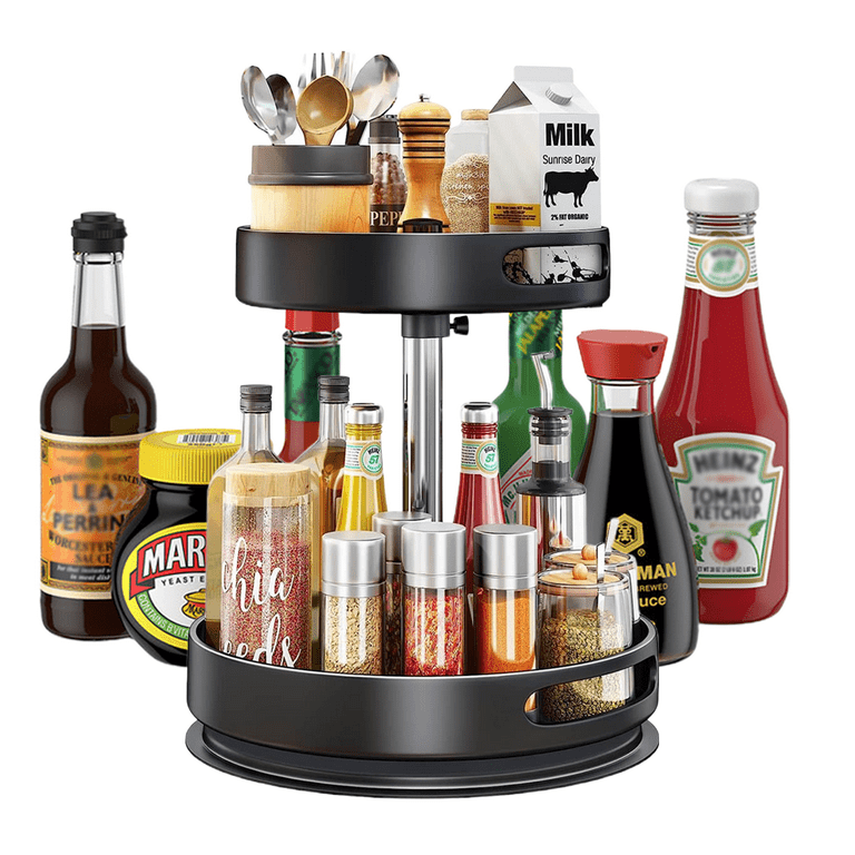 IFCOW 2 Tier Lazy Susans Kitchen Organizer Adjustable Rotating Spice Rack for Pantry Walmart