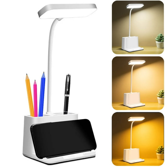 IFCOW Led Desk Lamp with Pen and Phone Hold and USB Port 3 Modes