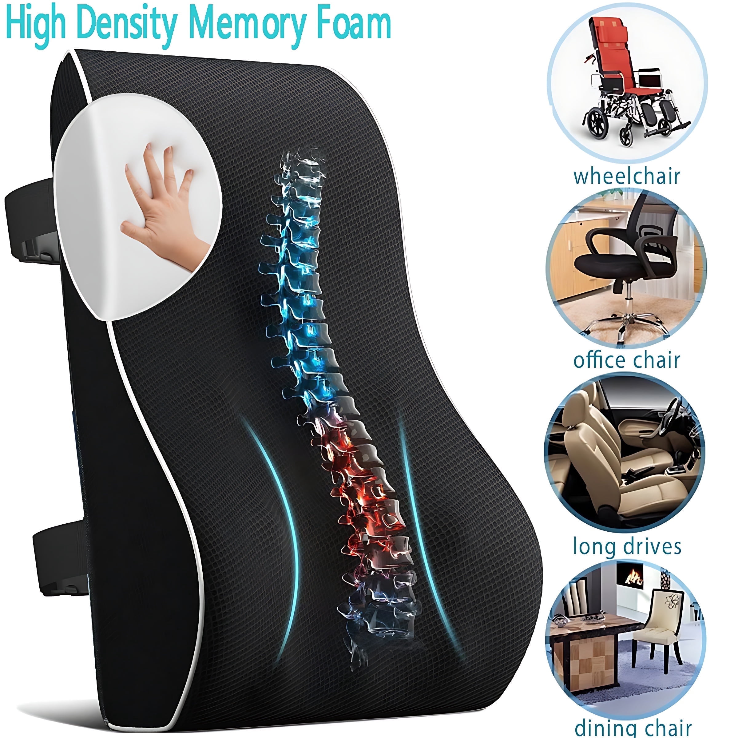 IFCOW Lumbar Support Pillow,Ergonomic Memory Foam Back Cushion,Pain Relief Improve Posture for Office Chair,Car, Computer, Gaming Chair,Lumbar Pillow Back Cushi