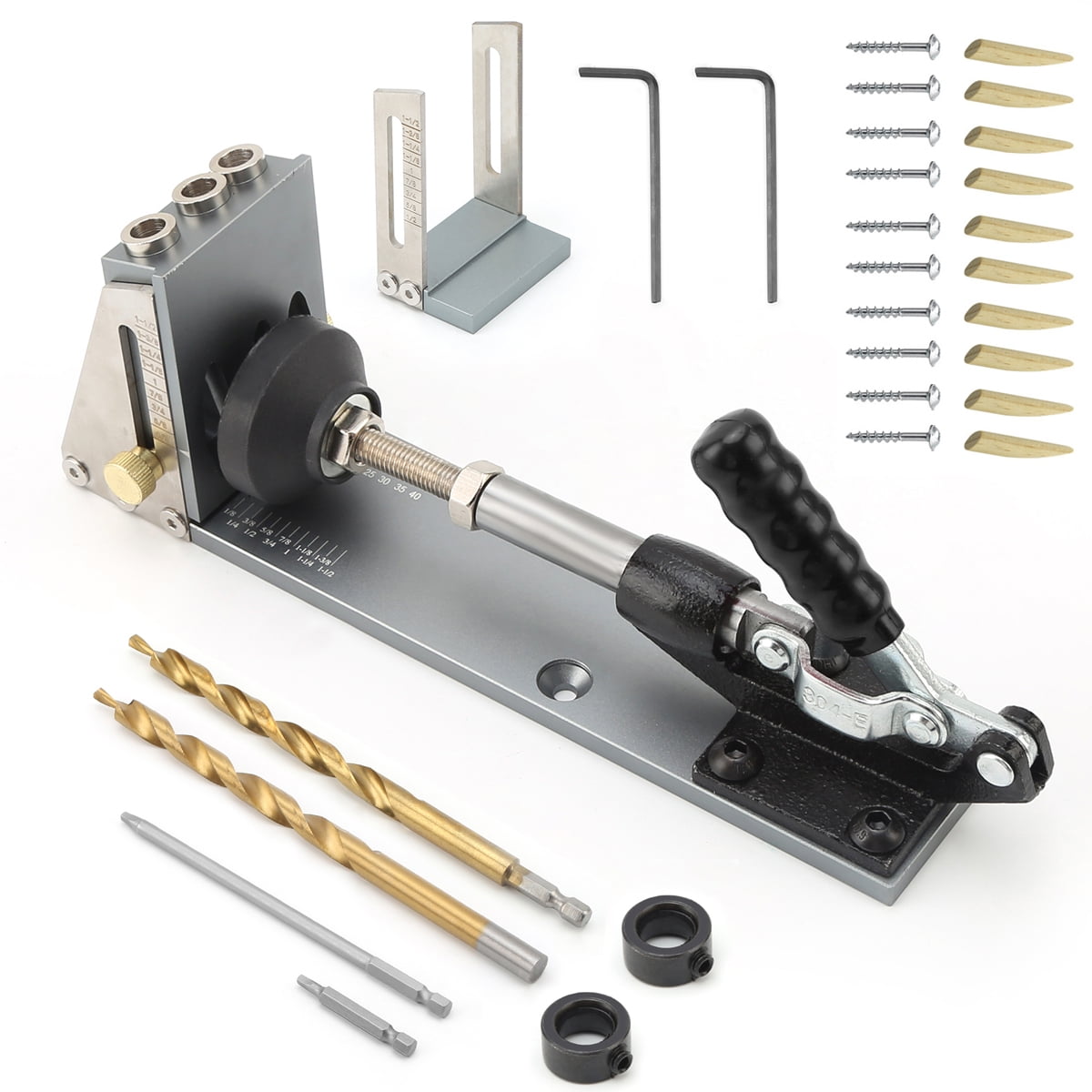 IFCOW New Pocket Hole Jig Kit, Professional and Upgraded AllMetal Pocket Screw Jig