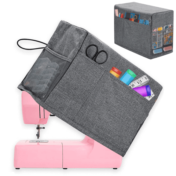 IFCOW Sewing Machine Cover, Protective Cover with Essentials Storage Pockets & Side Handle, Sewing Machine Dust Cover for Most Standard Singer Brother Machines and Accessories