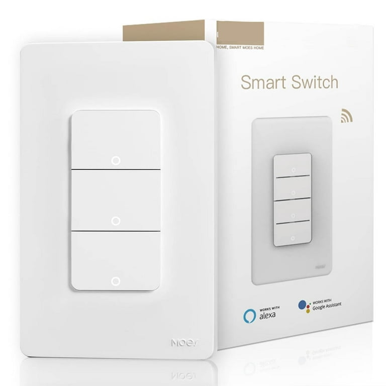 IFCOW Smart Triple Light Switches, 2.4GHz Wi-Fi 3 Gang Single Pole Switch,  Netural Wire Required, Inteligente Switch Combo Work with Alexa Google  Assistant, Remote Control 