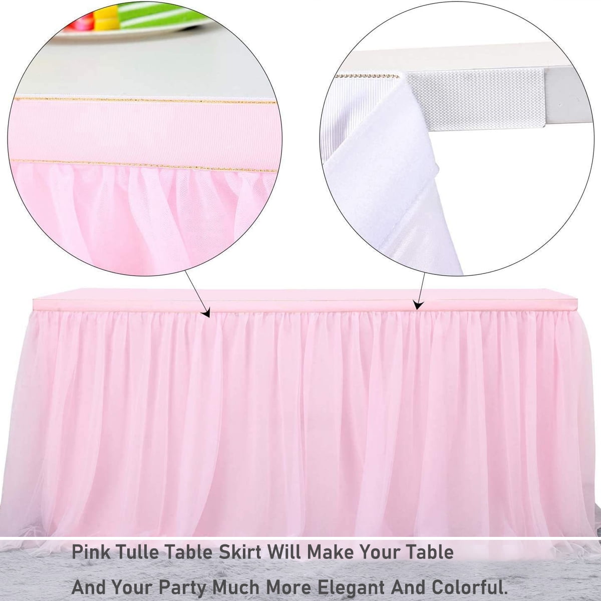 IFCOW Tulle Table Skirt for Round or Rectangle Tables Dessert Tutu ...