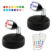 SunshineFace Wireless Spotlight Battery Operated Spot Light Up Lights Indoor Mini Accent Lights Dimmable Art Lights LED Spotlights with Remote Stick on Anywhere Rotatable Wall Light,2Packs