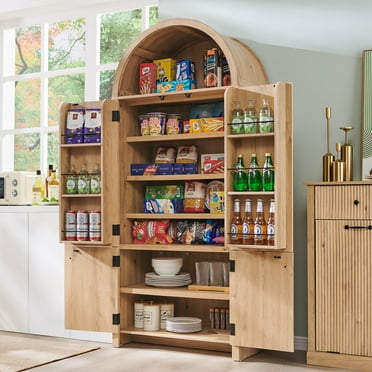 IFGET 71" Tall Arched Kitchen Pantry Storage Cabinet, Large Storage Cabinet with Adjustable Shelves, Pantry Cabinet for Kitchen, Dining Room