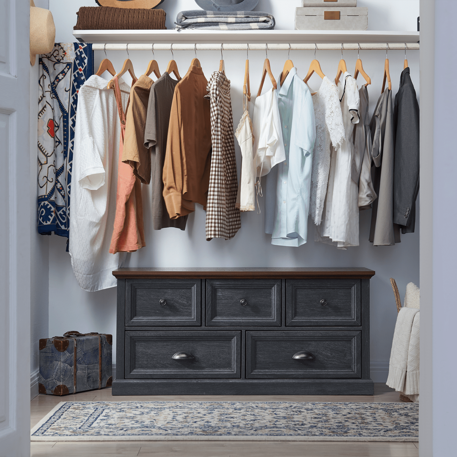 IFGET Dresser for Bedroom with 5 Drawers Tall & Large, Farmhouse Wood Dresser & Chests of Drawers