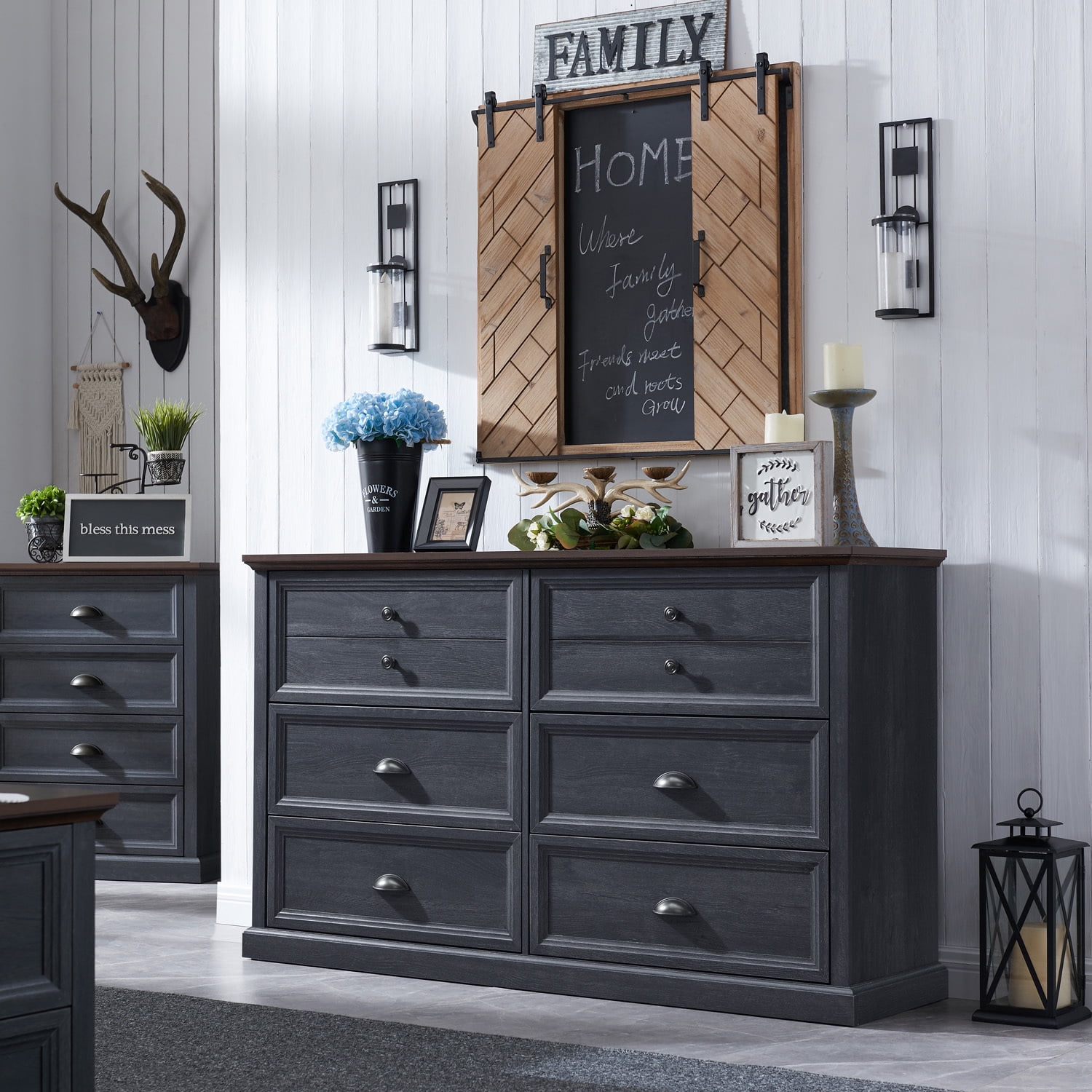 IFGET Dresser for Bedroom with 6 Drawers Tall & Large, Farmhouse Wood Dresser & Chests of Drawers