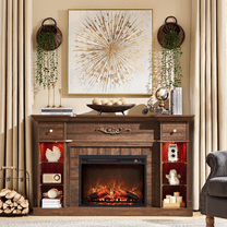 IFGET Electric Fireplace TV Stand for 60 Inch TV, LED Lights Entertainment Center, TV Console for Living Room