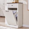 thumbnail image 1 of IFGET Fluted Tilt-Out Trash Can Cabinet, 10 Gallon Wood Hidden Garbage Can Cabinets with Storage Drawers, Laundry Hamper Cabinet for Bathroom, Kitchen, 1 of 8