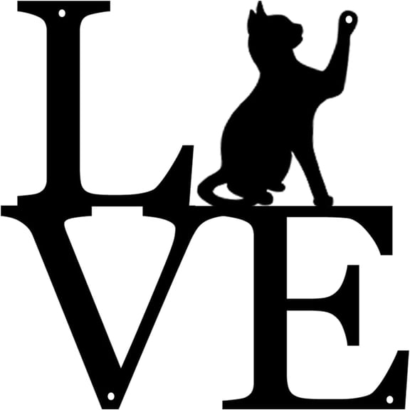 IFHUH Cat Love Metal Wall Art Custom Name Sign Metal Family Art Metal Signs Funny Black Metal Wall Art Plaque Home Decor Indoor Outdoor Metal Wall Art Gift for Housewarming