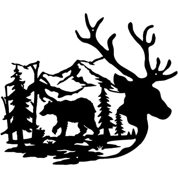 IFHUH Deer Metal Wall Art Custom Name Sign Metal Family Art Metal Signs Funny Black Metal Wall Art Plaque Home Decor Indoor Outdoor Metal Wall Art Gift for Housewarming (16" x 16")