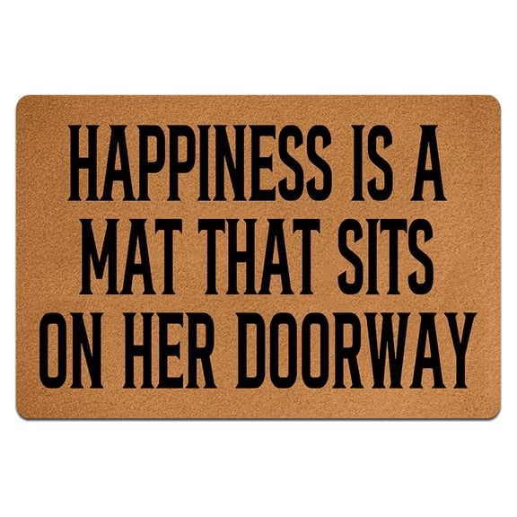IFHUH Happiness is A Mat That Sits on Her Doorway Doormat Home and Office Decorative Indoor/Outdoor/Kitchen Mat Non-Slip Rubber 23.6"(L) by 15.7"(W)