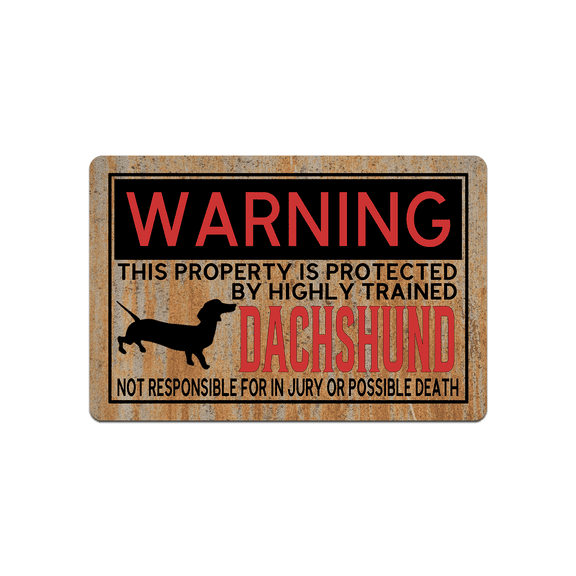 IFHUH Warning This Property Is Protected By Dachshund Doormat Home and Office Decorative Indoor/Outdoor/Kitchen Mat Non-Slip Rubber 30"(L) by 18"(W)