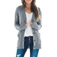 thumbnail image 1 of IFJIM Womens Cable Knit Cardigan Sweaters Long Sleeve Open Front Outwear with Pockets Grey L, 1 of 5