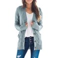 thumbnail image 1 of IFJIM Womens Cable Knit Cardigan Sweaters Long Sleeve Open Front Outwear with Pockets Sage M, 1 of 5