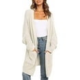 thumbnail image 1 of IFJIM Womens Knit Cardigan Long Batwing Sleeve Open Front Sweaters with Pockets Beige XXL, 1 of 7