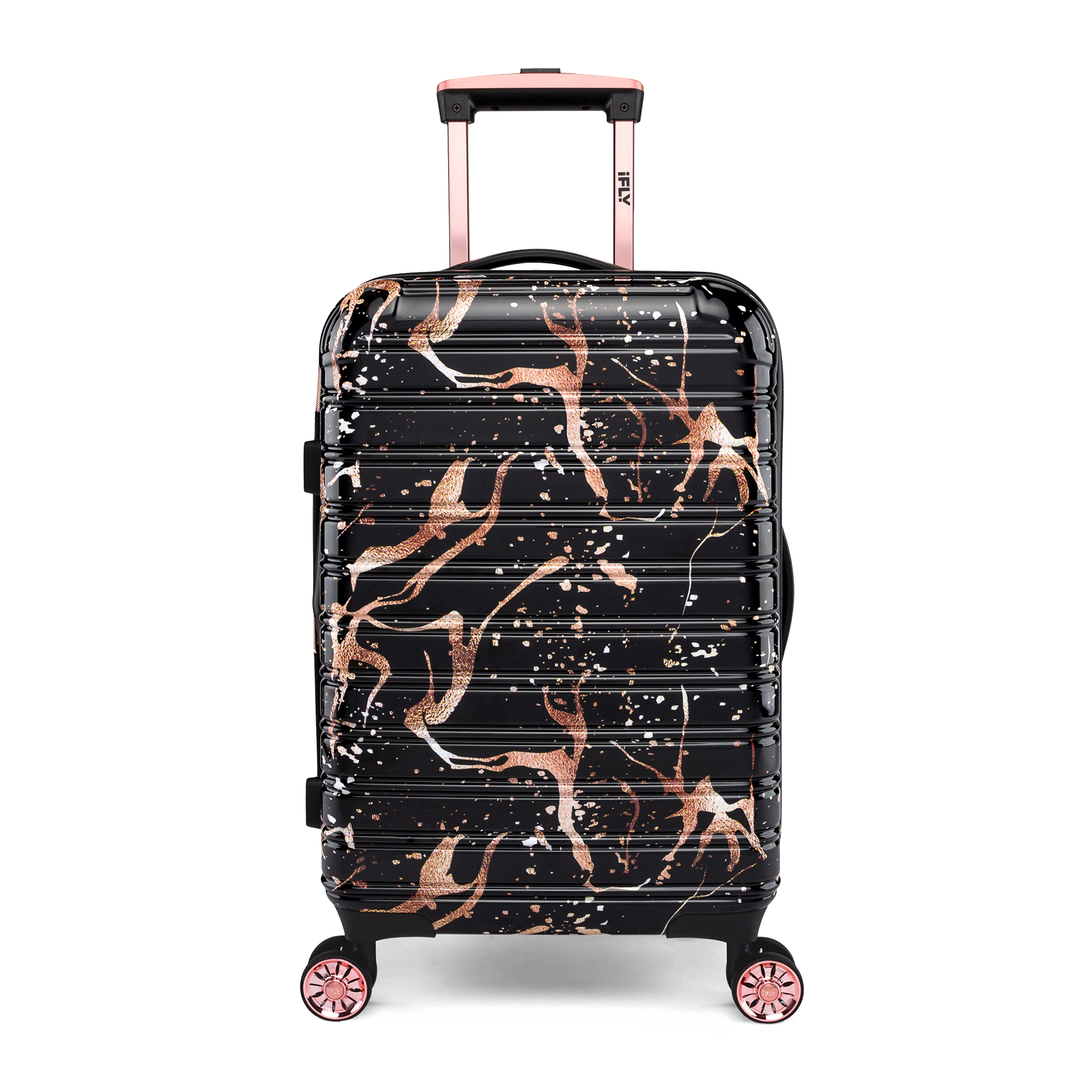 IFLY - Fibertech Marble Hardside Luggage 20 Inch Carry-on,  Black/Rose Gold - image 1 of 7