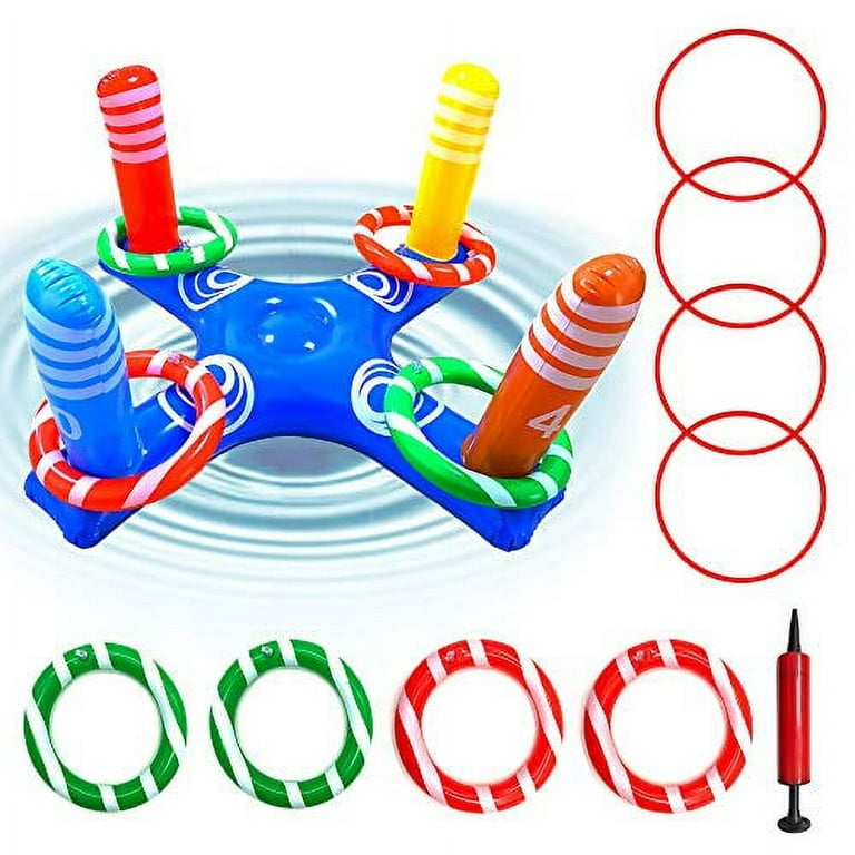 Pool Ring Toss Pool Game Toys Floating Swimming Pool Ring with 4 Pcs Rings  for Multiplayer Water Pool Game Kid Family Pool Toys & Water Fun Beach  Floats Outdoor Play Party Favors