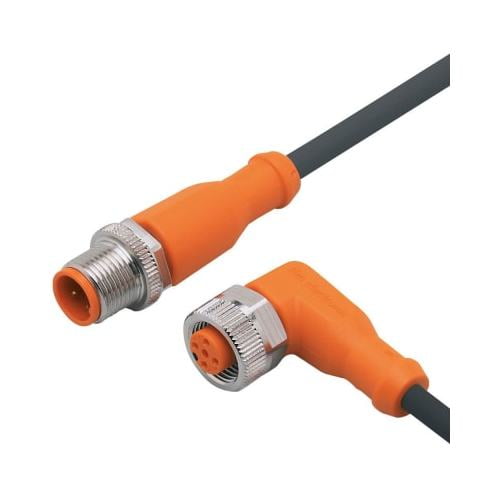 IFM EFECTOR EVC019, Cordset, 4-wire micro DC patch Cordset, straight M to right angle F, PUR Black, 5M