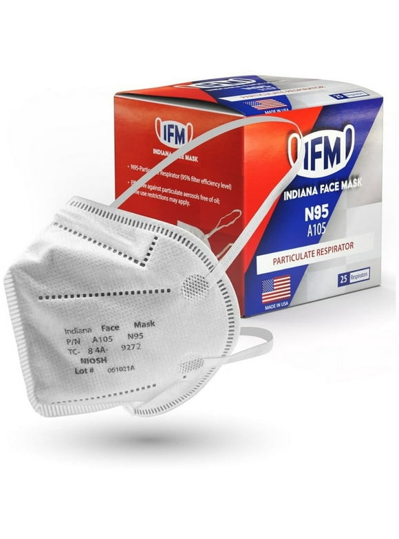 IFM V3GATE Indiana Face Mask N95 Respirators - Recommended for: Face - 5-layered, Adjustable Nose Clip - Airborne Particle Protection - Polyethylene, Non-woven Polypropylene - Red | Bundle of 5 Boxes