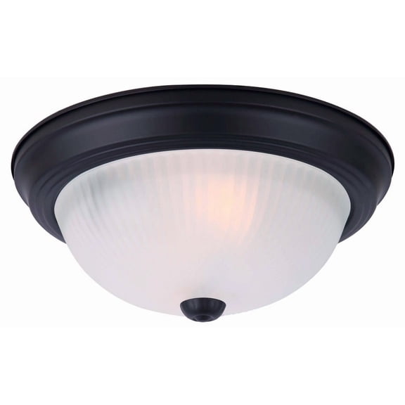 IFM213MBK-RGF Canarm Inc 2 Light Flush Mount-5.5 Inches Tall and 13 Inches Wide-Frosted Ribbed Glass Color