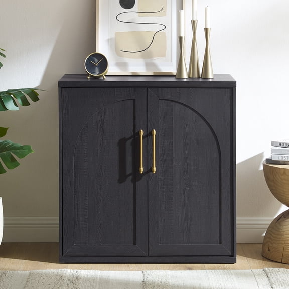 IFMUST 31"W Pantry Storage Cabinet, Modern Cupboard with 2 Doors and Adjustable Shelves for Kitchen Garage and Home, Black