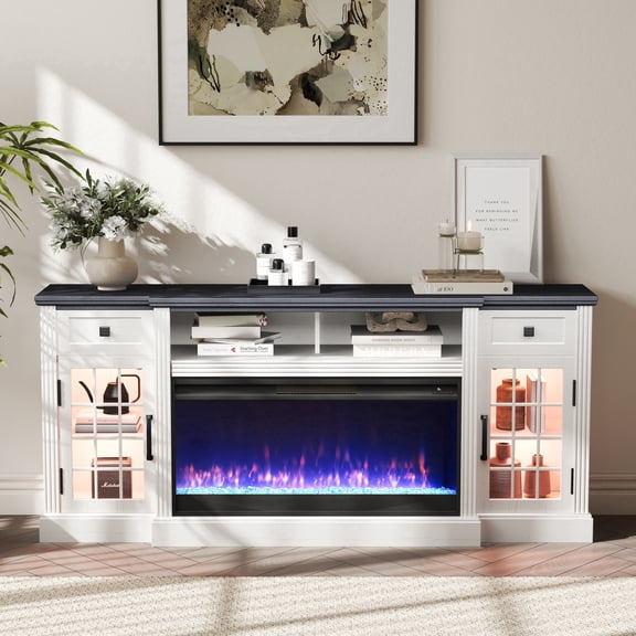 IFMUST Farmhouse Fireplace TV Stand for TVs Up to 80", 36" 3D Crystal Electric Fireplace