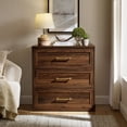 thumbnail image 1 of IFMUST Modern Nightstand, 18" Arched Panel 3 Drawers Wood Side Table with Charging Station, Wood Square Bedside End Table for Bedroom Living Room, Brown, 1 of 6