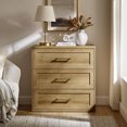 thumbnail image 1 of IFMUST Modern Nightstand, 18" Arched Panel 3 Drawers Wood Side Table with Charging Station, Wood Square Bedside End Table for Bedroom Living Room, Natural Oak, 1 of 6