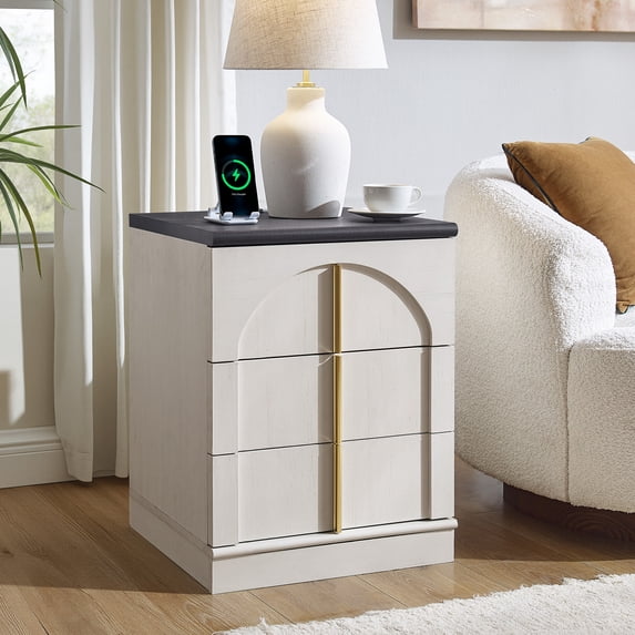 IFMUST Modern Nightstand, 30" Tall 3 Drawers Side Table, Oversized Extra Large Bedside, Wood End Table for Bedroom, Living Room, White