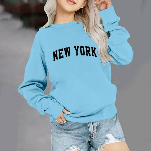 IFNND Girls Casual Long Sleeve Sweatshirt Letter Printed Winter Long Sleeve Tops Shirts Clothes Crewneck Pullover