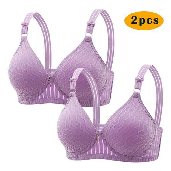 IFNND Plus Size Bras for Women 2PC Woman's Embroidered Glossy Comfortable Breathable Bra Underwear No Rims Comfortable Wireless Padded Bras