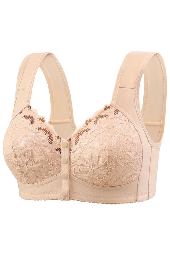 Push Up Bra for Women Woman's Solid Color Large Bra Wide Shoulder Strap Style Underwire Breathable Plus Size Bra No Underwire Full Coverage Everyday Bras