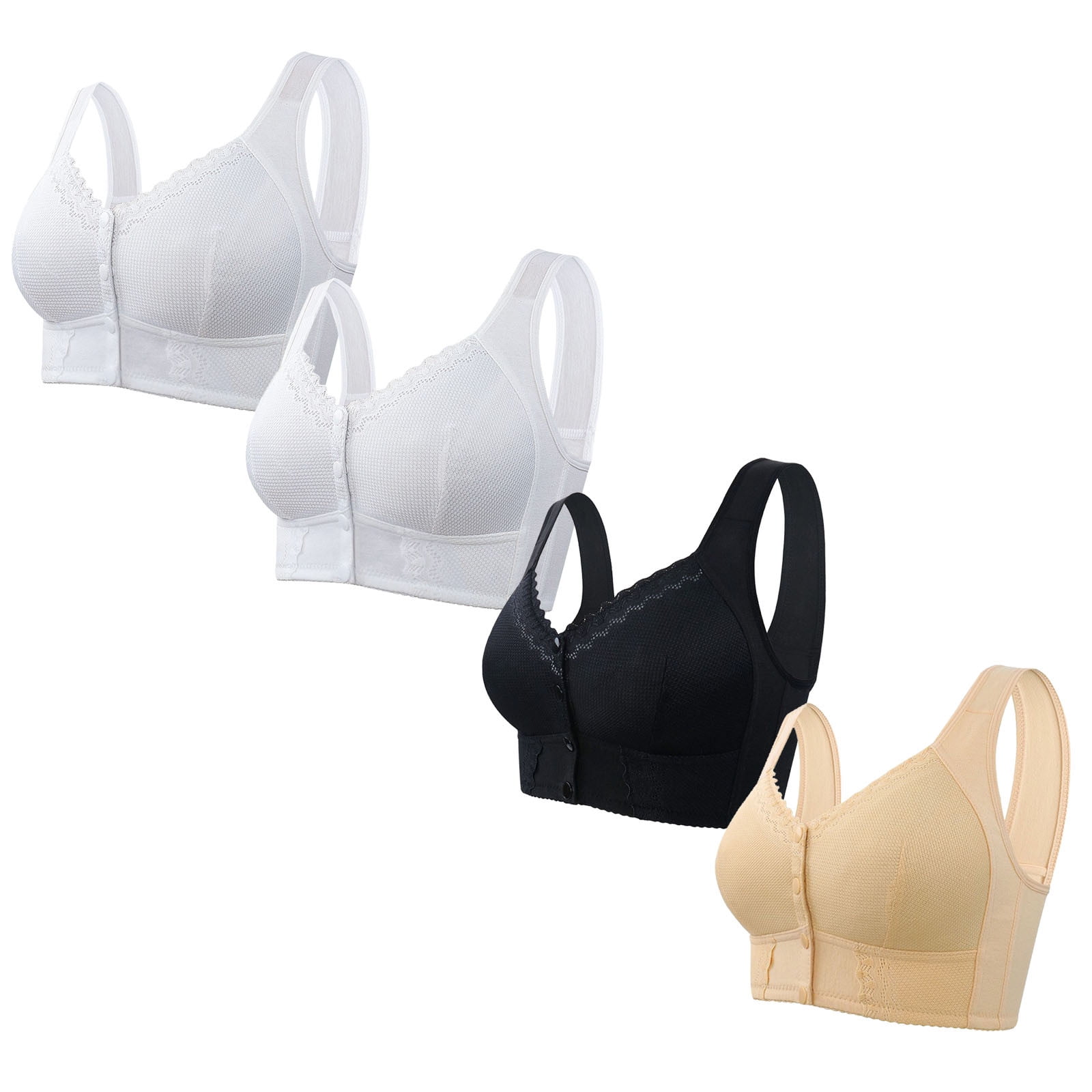 IFNND Seamless Bras Women's Push-up Bra 4PC Women's No-Wire Bra No Front Button No-Slip Underwear Comfortable Convenient No Wire Buckle Bra