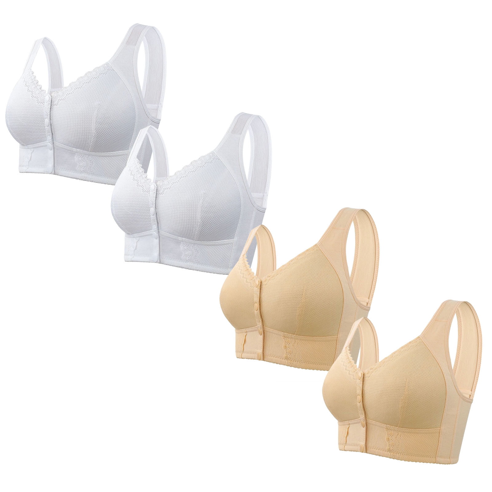 IFNND Seamless Bras Women's Push-up Bra 4PC Women's No-Wire Bra No Front Button No-Slip Underwear Comfortable Convenient No Wire Buckle Bra