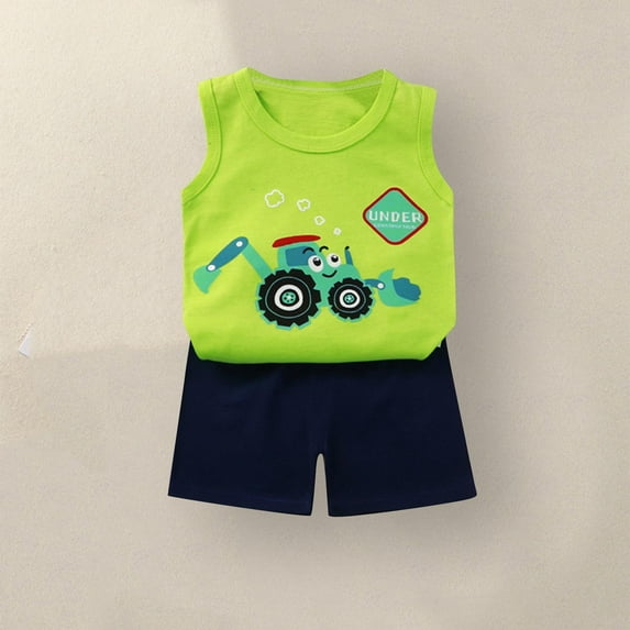 IFNND Toddler Baby Boy Clothes Sleeveless Tank Tops Shorts Set Cute Baby Boy Summer Clothes Outfits 2pcs