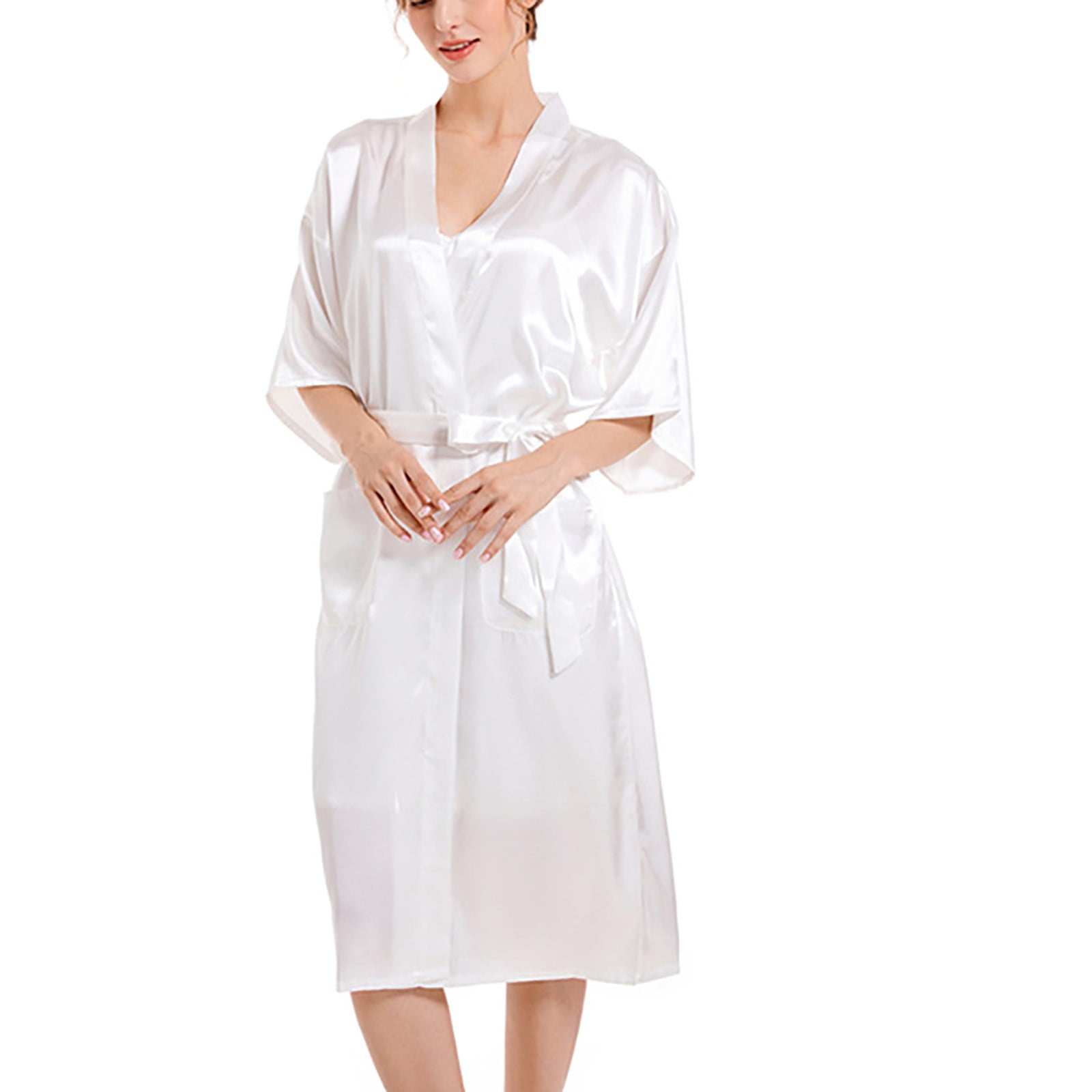 Short Formal Robe IFNND Women's Satin Kimono Short Bridal Party Robes Wedding Loungewear ...